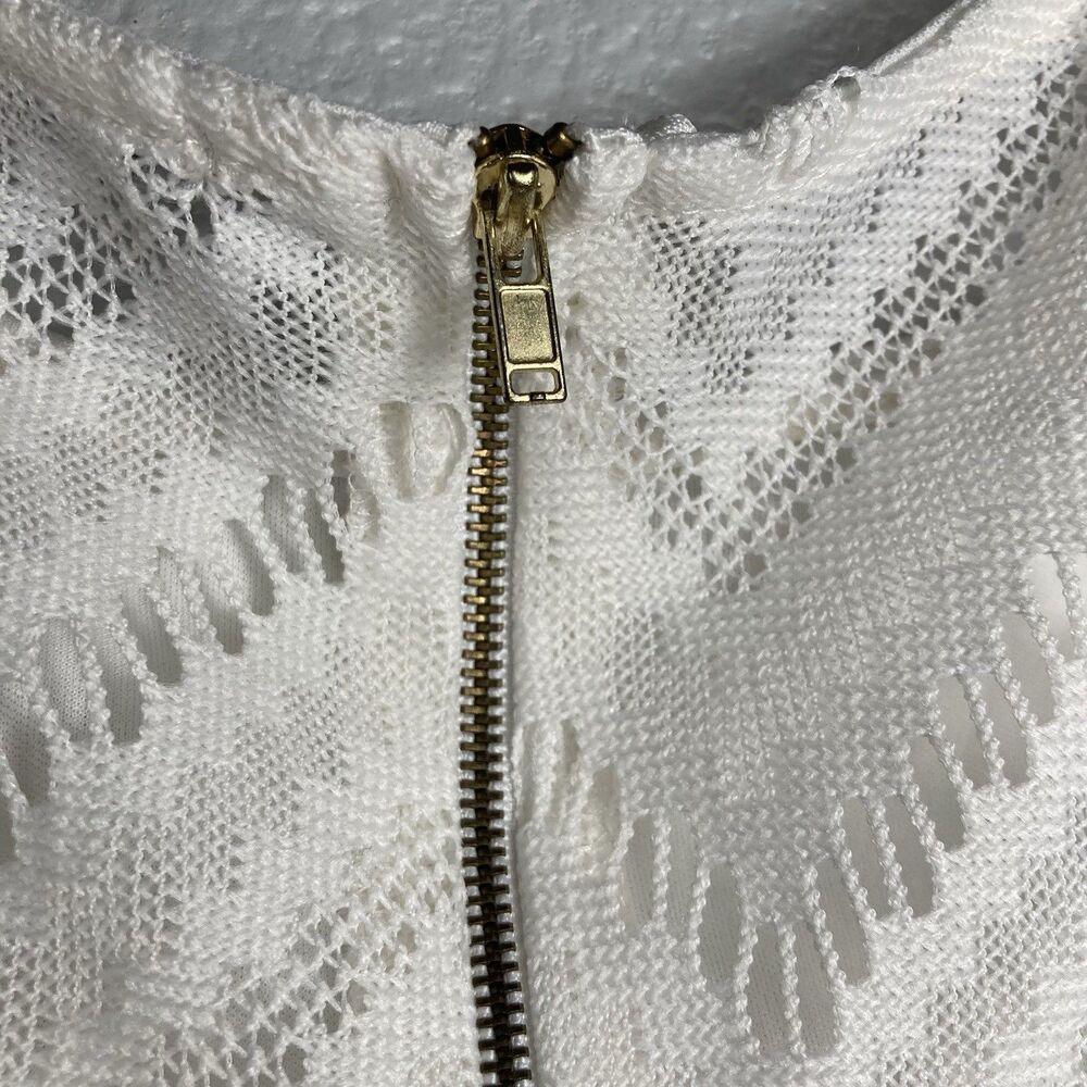 Vtg Y2K Lace Crop Top Sz M Charlotte Russe Halter White Coquette Romantic Fairy - Picture 6 of 9